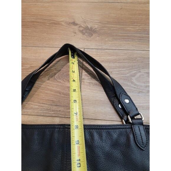 Ralph Lauren Black Leather City Tote Handbag Carry All Laptop Women's Pockets - Picture 10 of 12